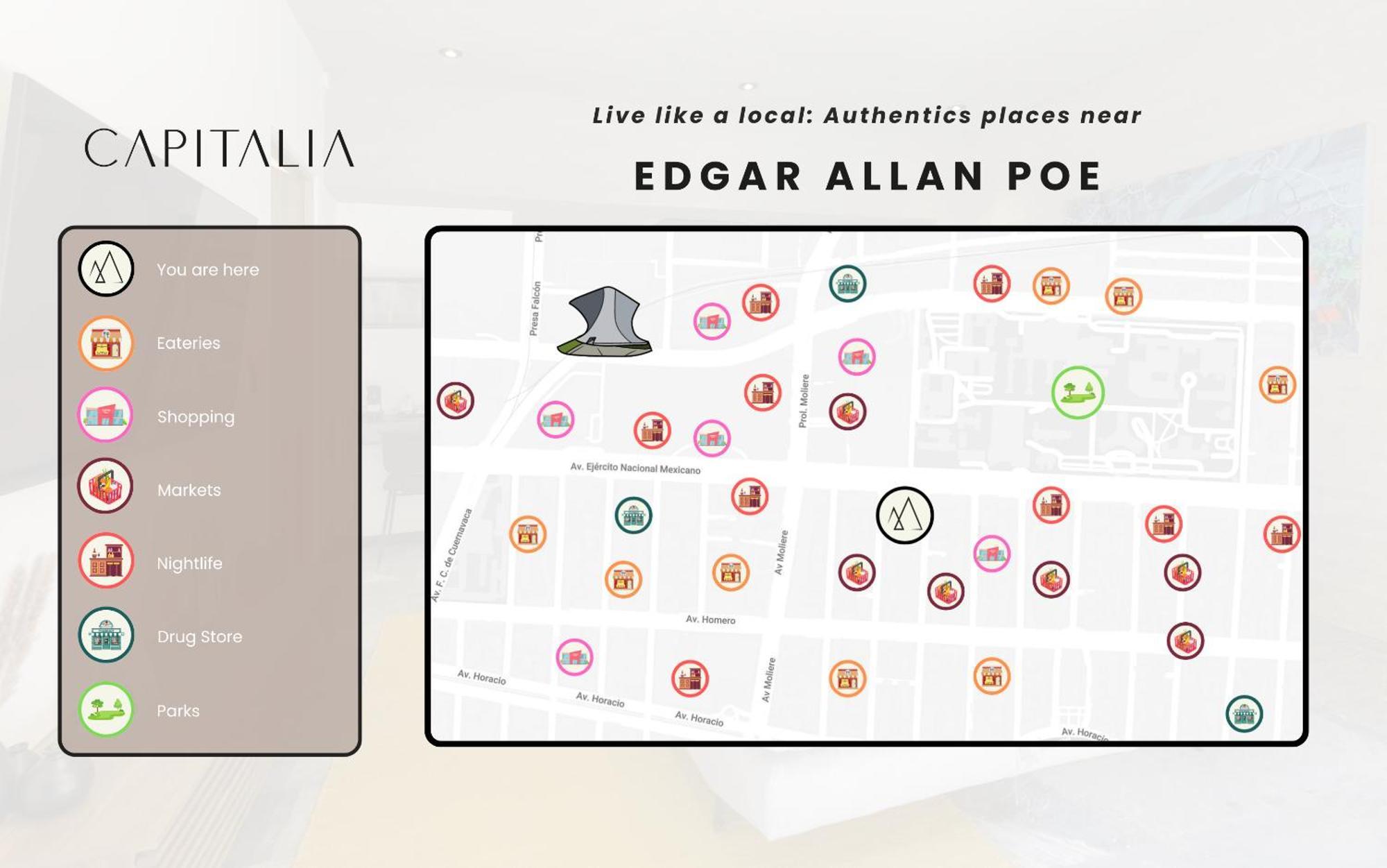 Capitalia - Luxury Apartments - Edgar Allan Poe Мехіко Екстер'єр фото